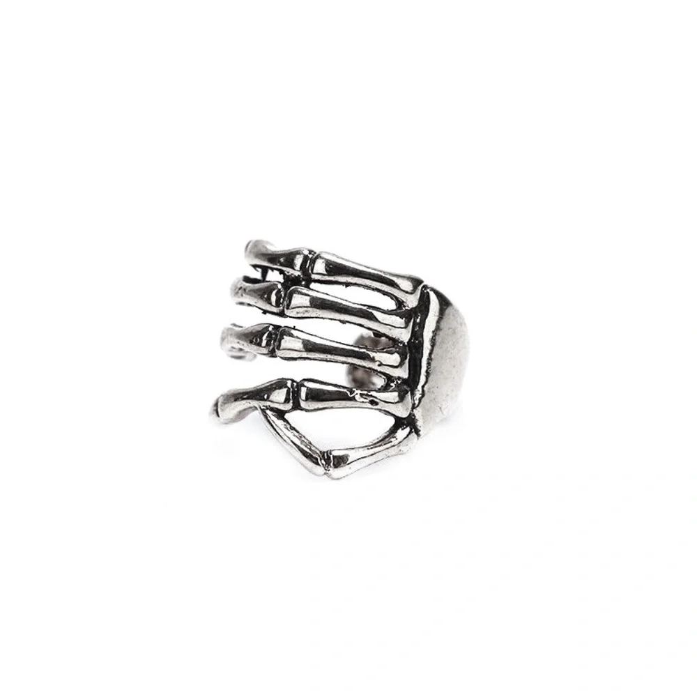 Set of 2 Silver Skeleton Hand Ear Cuff Earrings